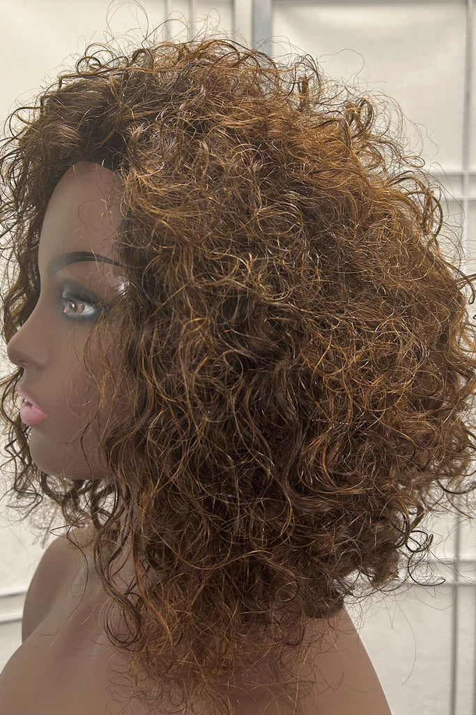 Curly Closure Wig - 100% Remy Hair, Glueless, Natural Look - Side View