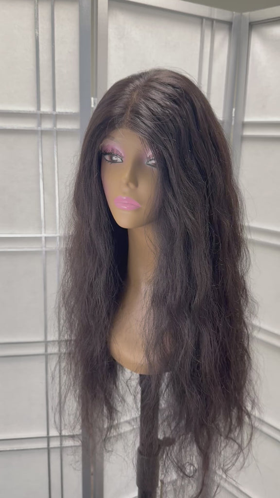 HD Closure Straight Wig - 28 Inch Remy Hair with Center Part - Front View