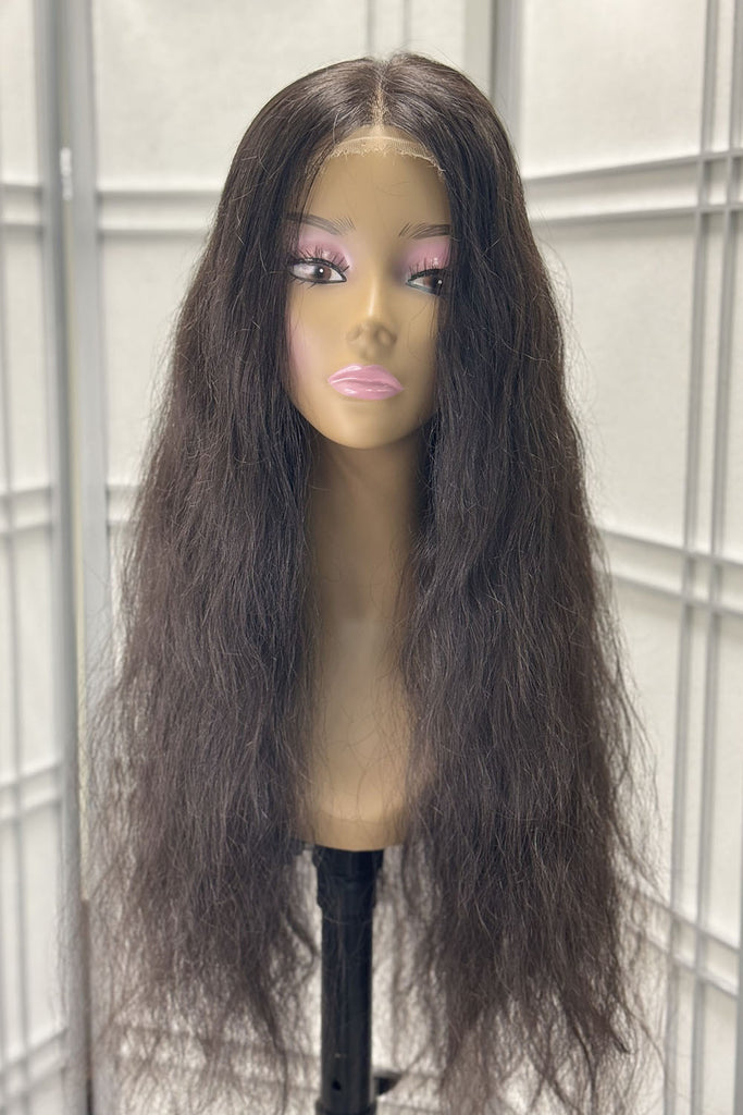 HD Closure Straight Wig - 28 Inch Remy Hair with Center Part - Front View